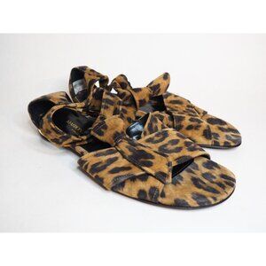 Marion Parke Toscana Joanna Brown Suede Leopard Animal Print Sandal Sz 7 (US) 37